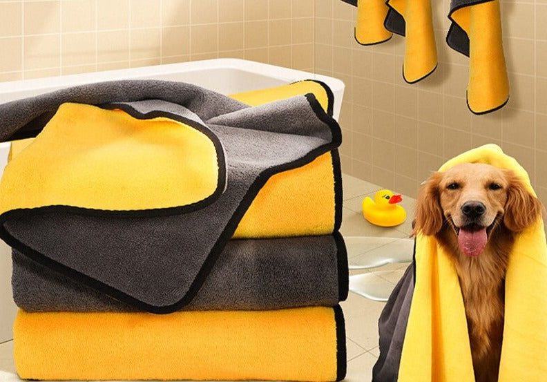 Grey and Yellow Pet Bath Towels